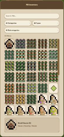Demo POI Inventory with the House prefab selected and House category shown below the icons
